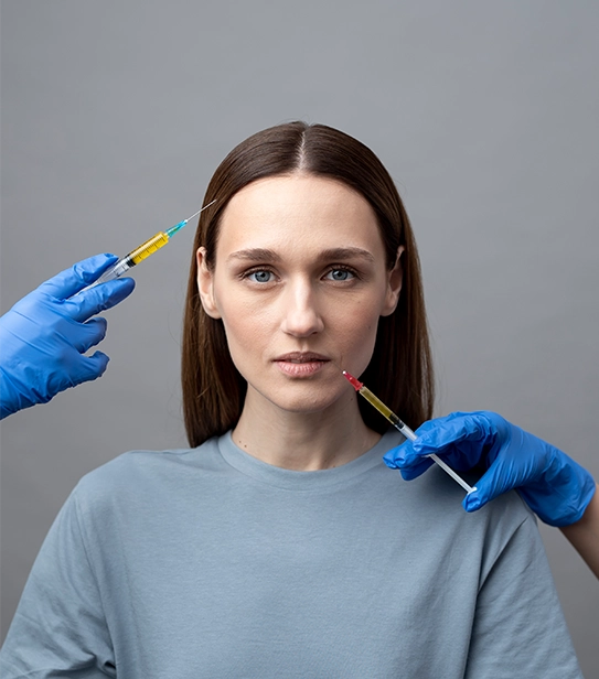 Woman receiving masseter Botox injections for jaw slimming and TMJ pain relief